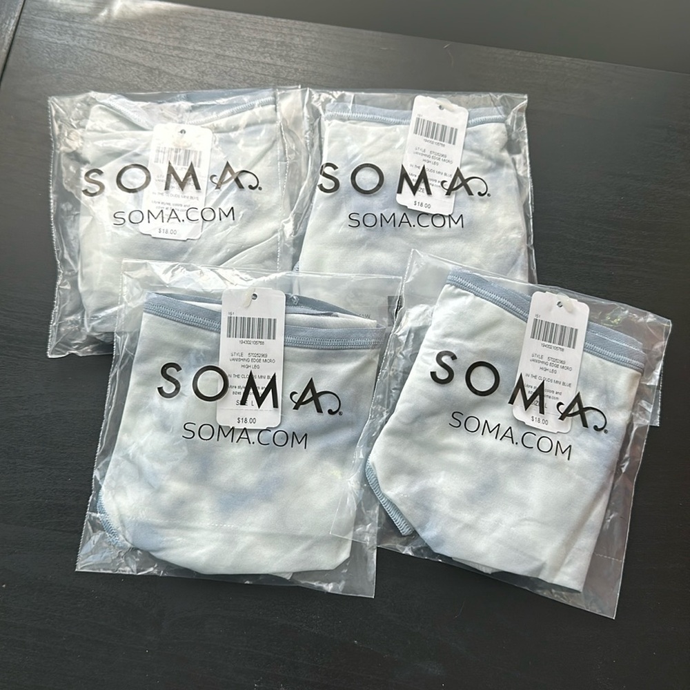 SOMA 4 pair panty- vanishing edge microfiber high leg -clouds mini blue color-L
